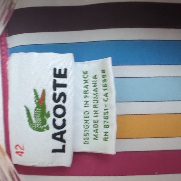 Vintage Lacoste rainbow striped woman's button down. EUC size small - Picture 3 of 5